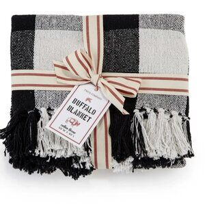 Buffalo Check Plaid Blanket Cotton Throw Black & White Farmhouse 50" W x 60" L